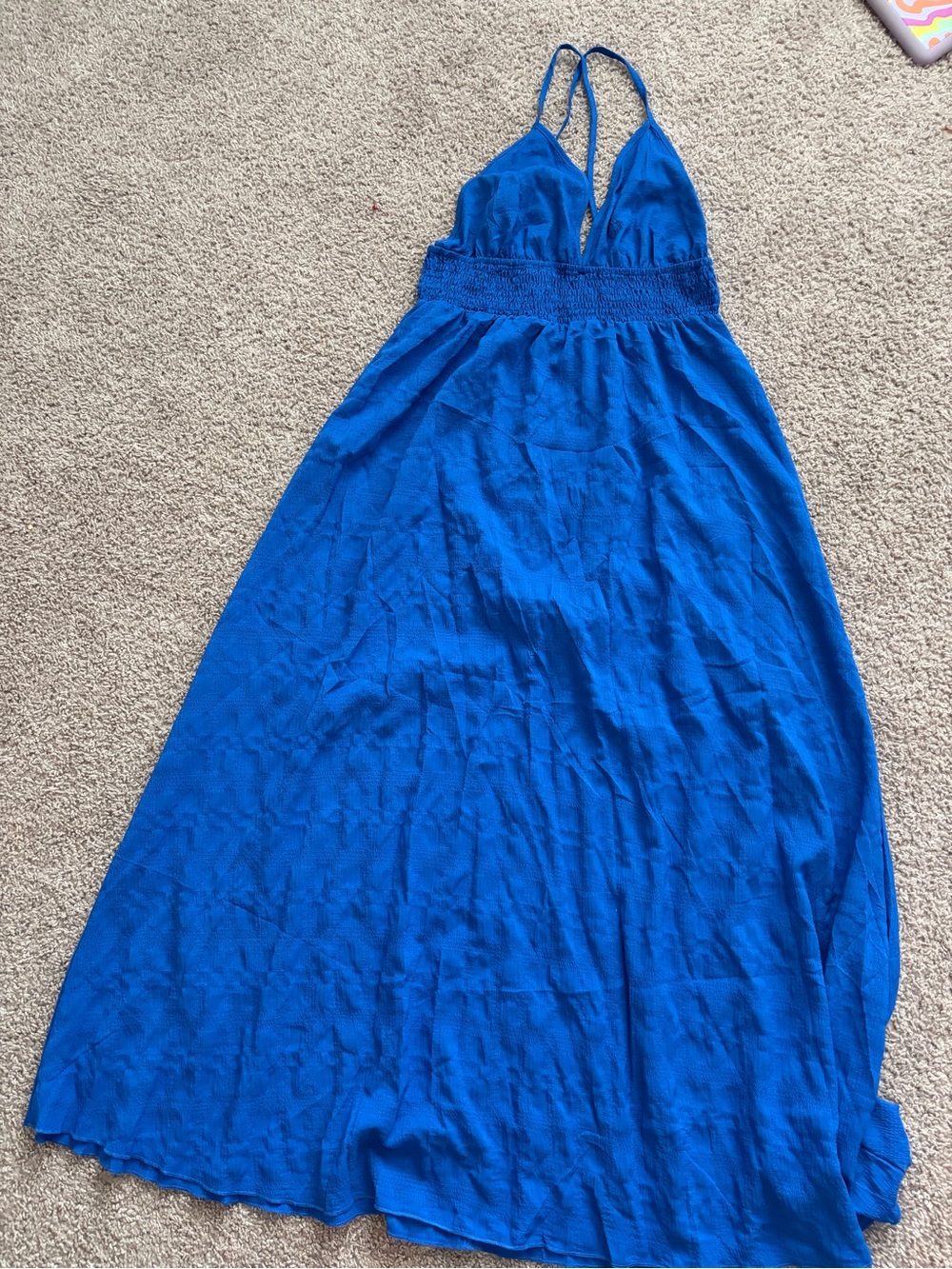 Amazon Blue Maxi Dress with Smocked Waist